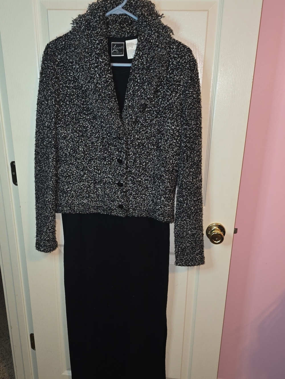 Lennie Black Maxi Dress with Black & White Bouclé Jacket